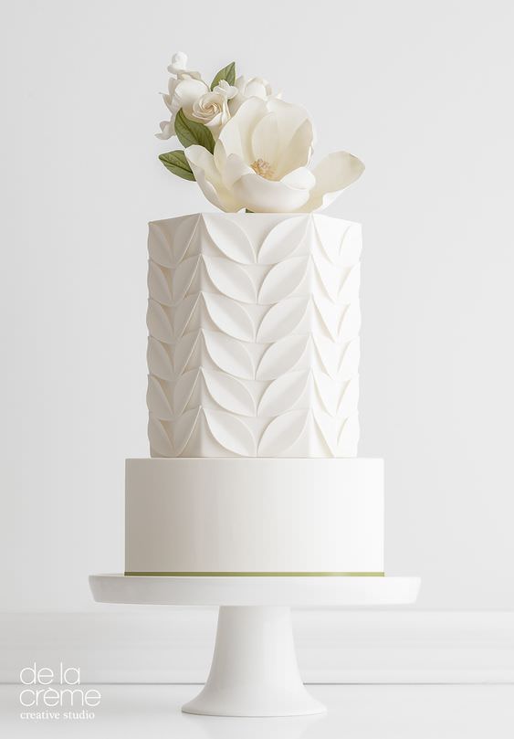 All White Modern Wedding Cake